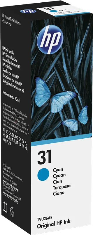 HP Bouteille d'encre cyan authentique HP 31 - 1VU26AE