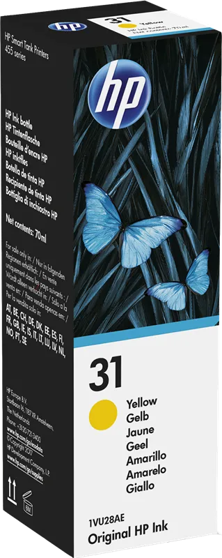 HP Bouteille d'encre jaune authentique HP 31 - 1VU28AE